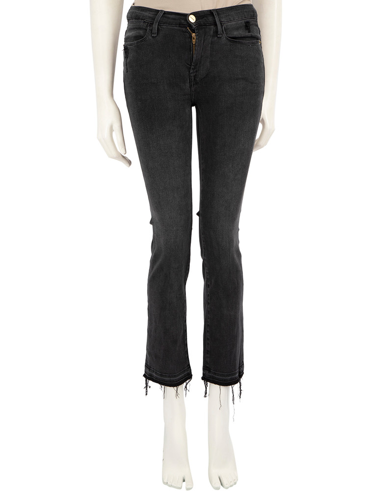 FRAME Black Denim Straight Leg Jeans