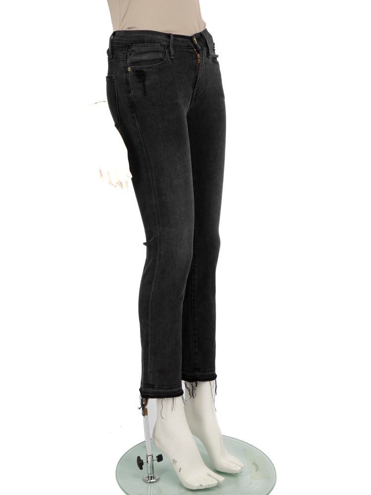 FRAME Black Denim Straight Leg Jeans