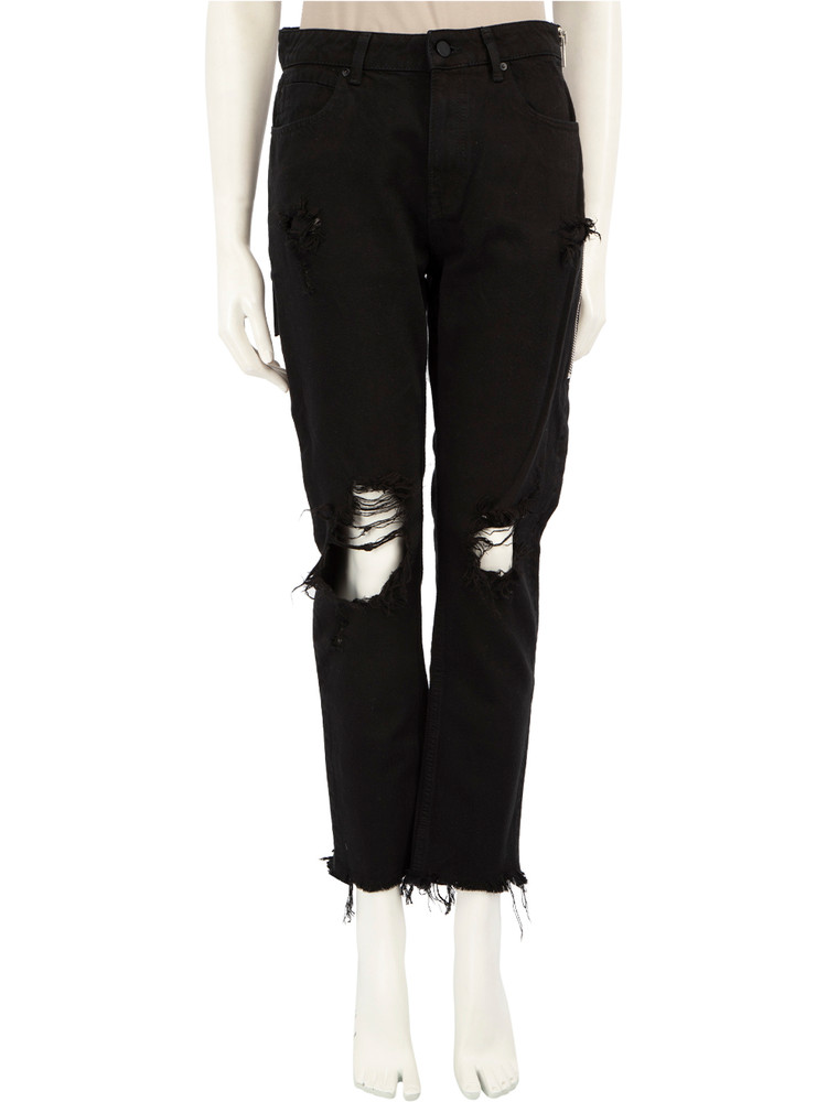 Alexander Wang Black Denim Zip Detail Ripped Jeans