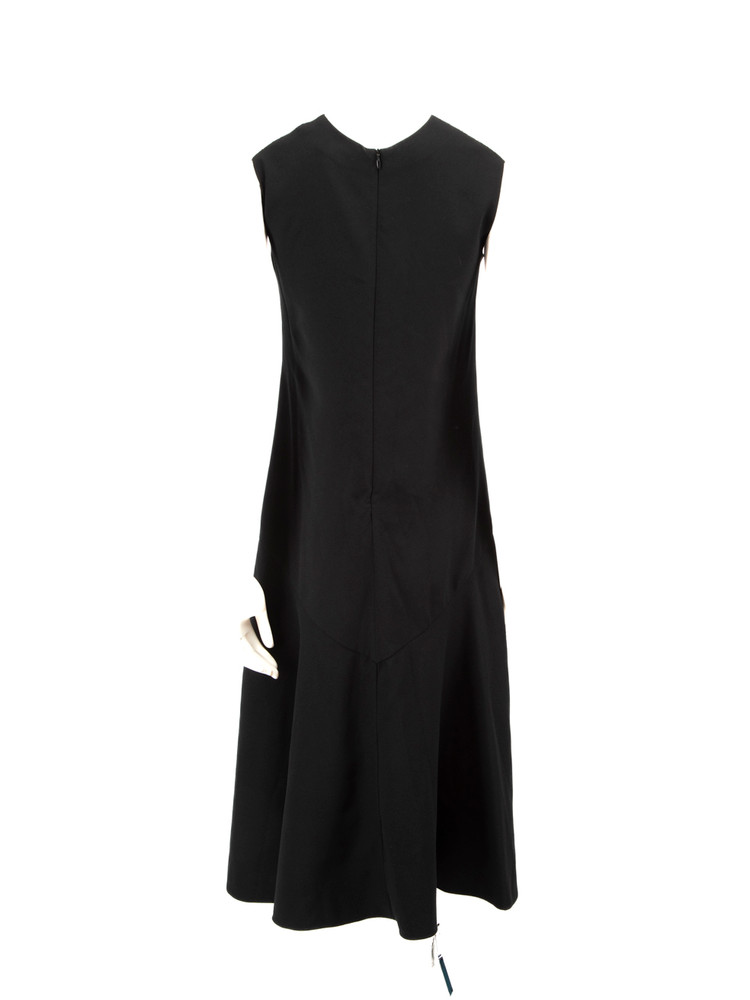 Tome Black V Neck Flared Midi Dress