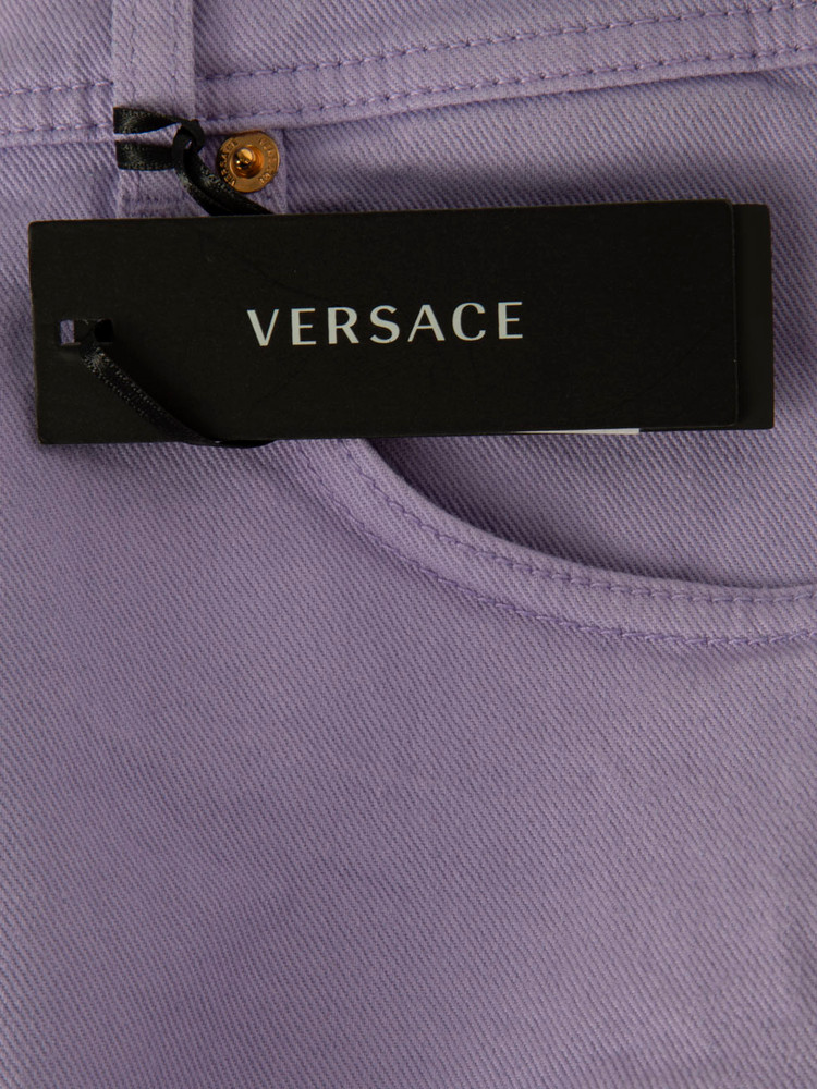 Versace Purple Denim Mini Shorts