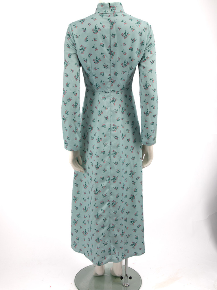Vivetta Blue Floral Print Long Sleeve Maxi Dress