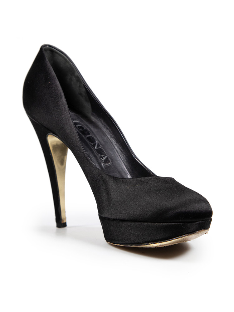 Gina Black Satin Platform Pumps