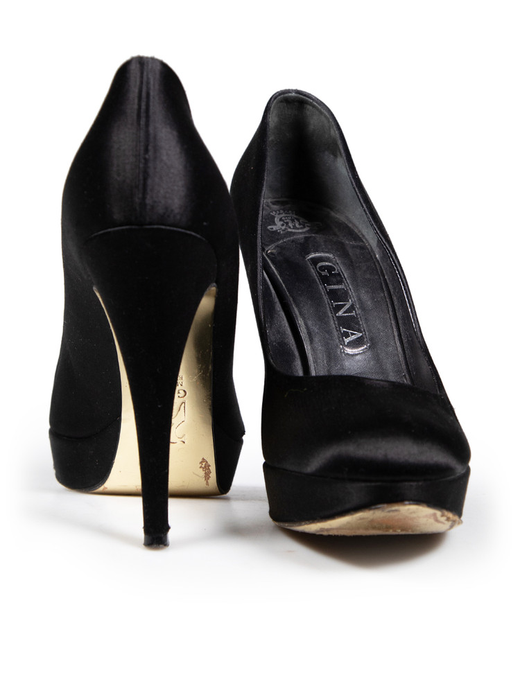 Gina Black Satin Platform Pumps