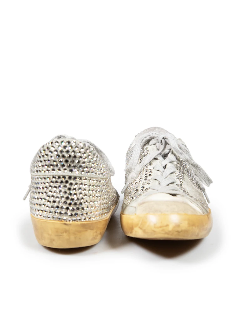 Golden Goose Silver Swarovski Nubuck Super-Star
