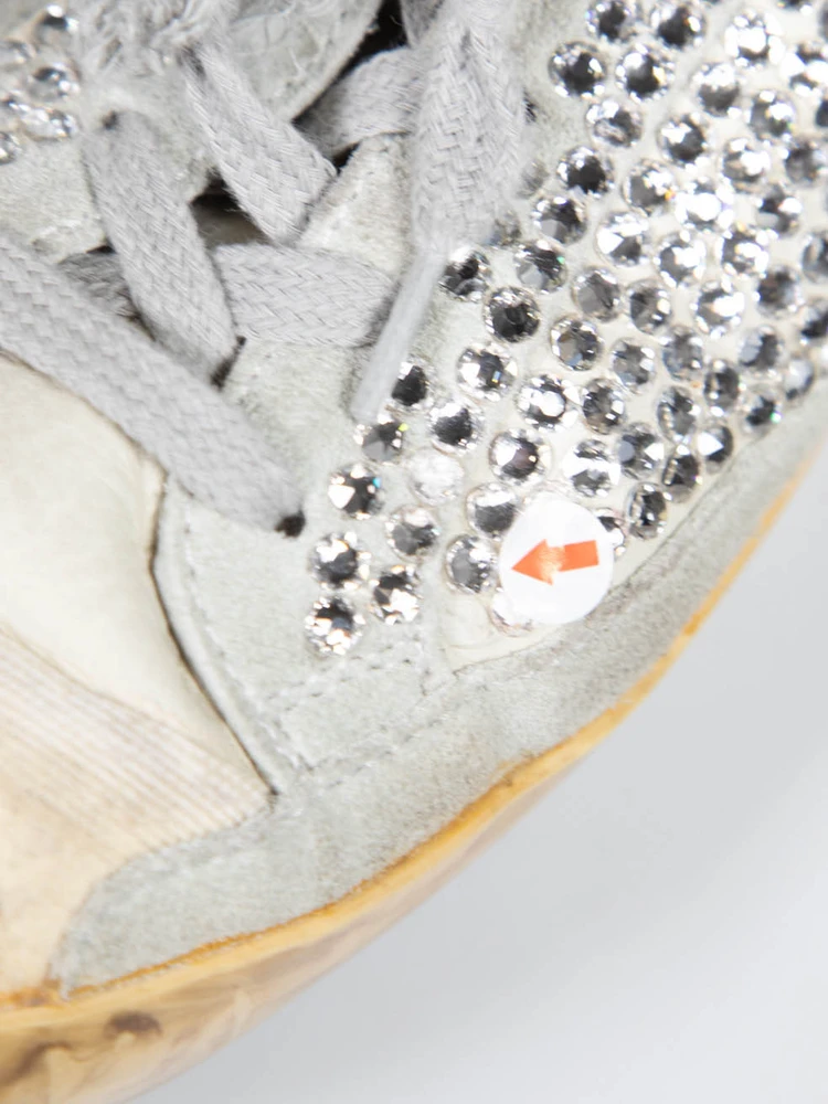 Golden Goose Silver Swarovski Nubuck Super-Star