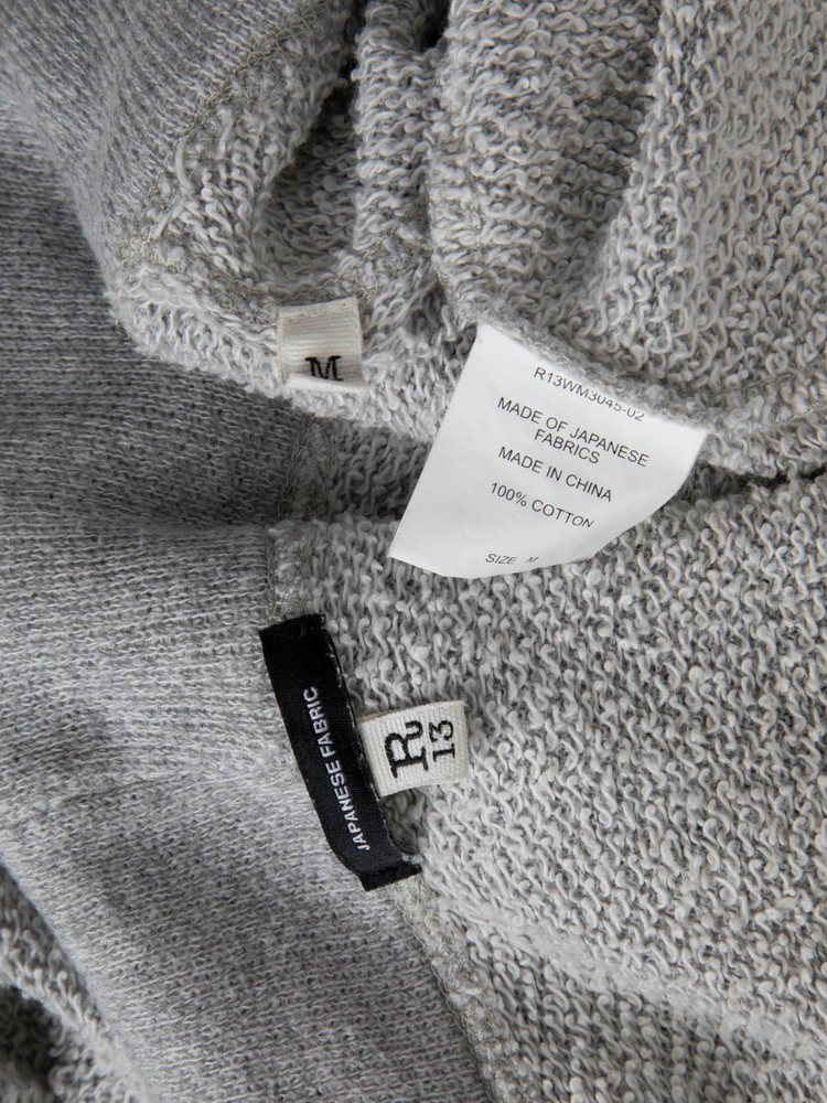 R13 Grey Oversized Zip Up Hoodie