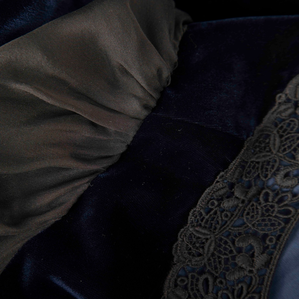 Dolce & Gabbana Navy Silk Sheer Sleeves Blouse