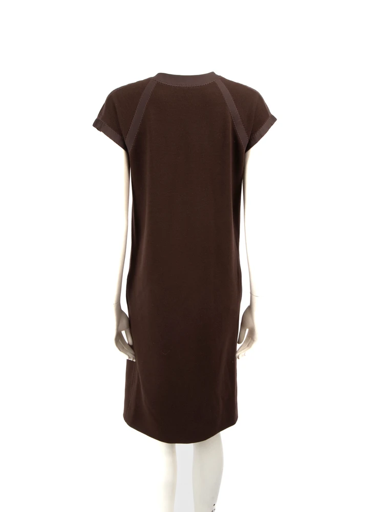 Bottega Veneta Brown Wool Lace Up Knee Length Dress