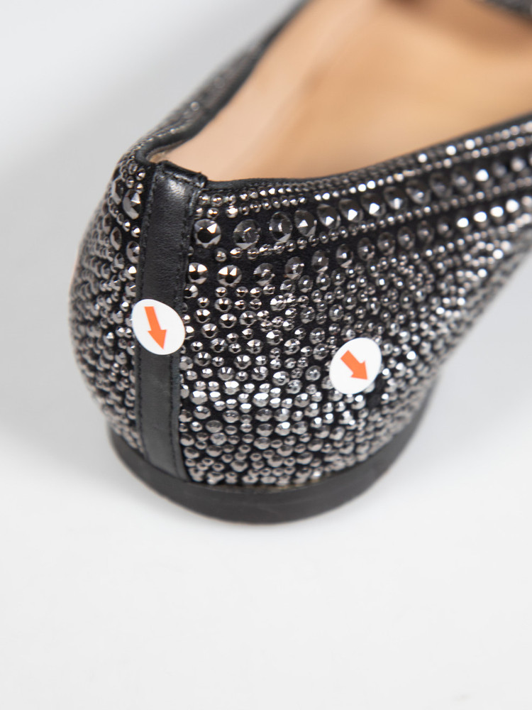 Valentino Garavani Black Suede Silver Studded Flats