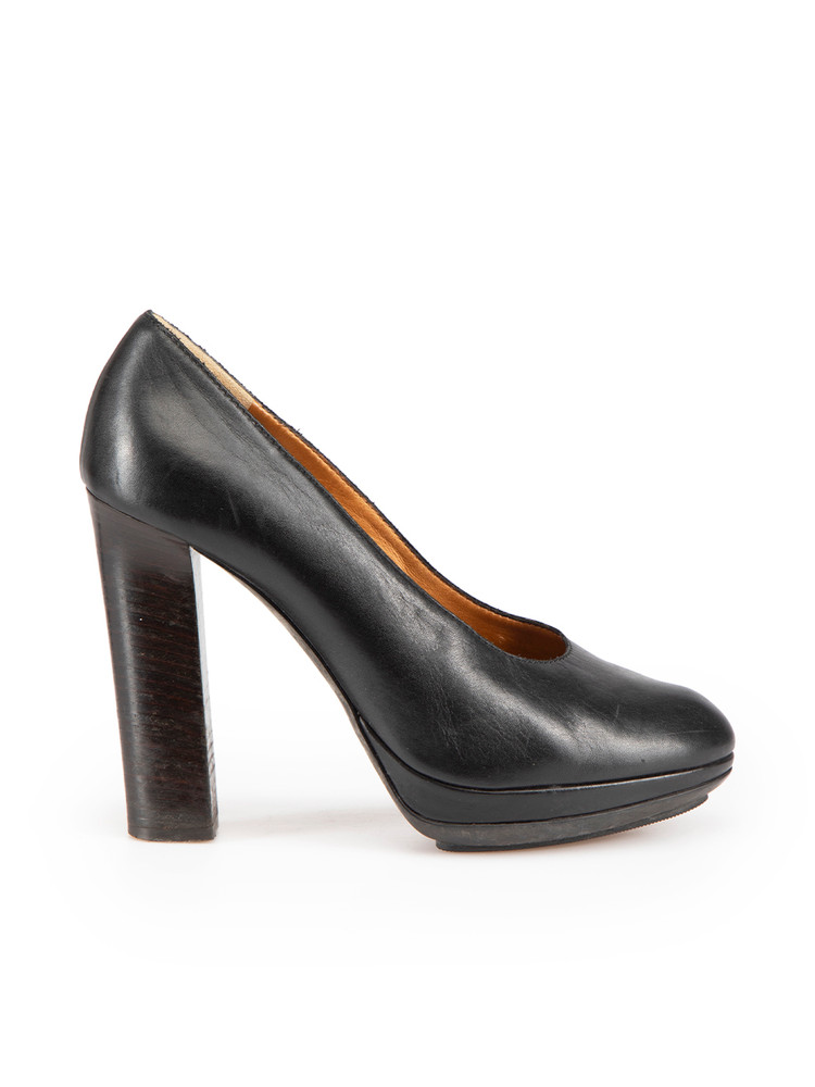 Lanvin Black Leather Platform Almond Toe Pumps