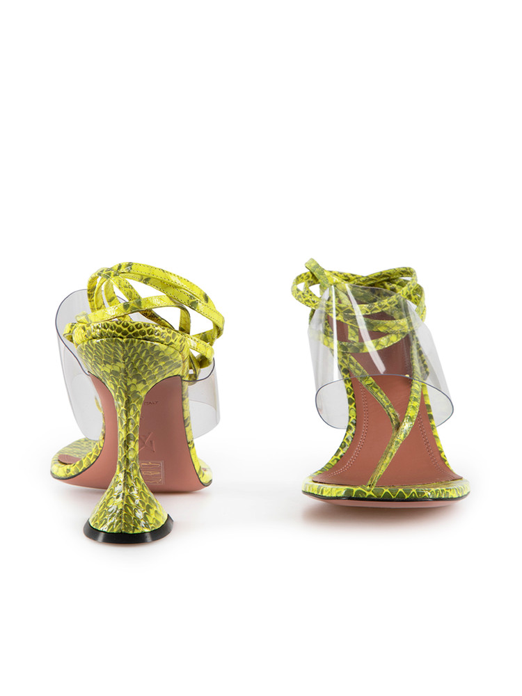 Amina Muaddi Yellow Leather Snake Zula 95 Sandals