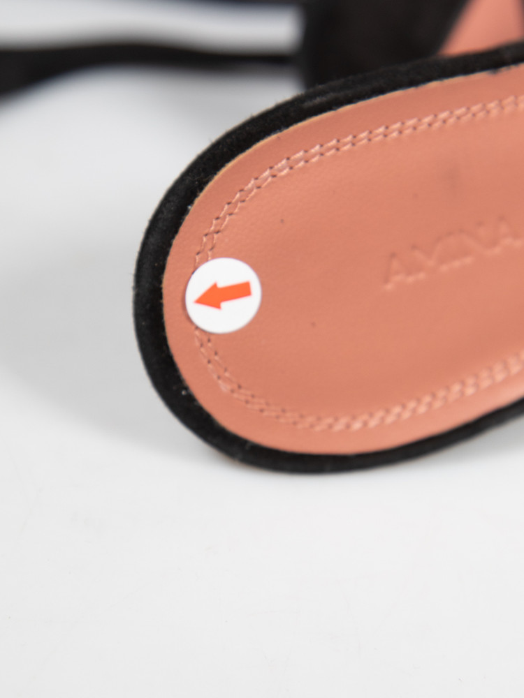 Amina Muaddi Black Zula 95 Suede Thong Sandals