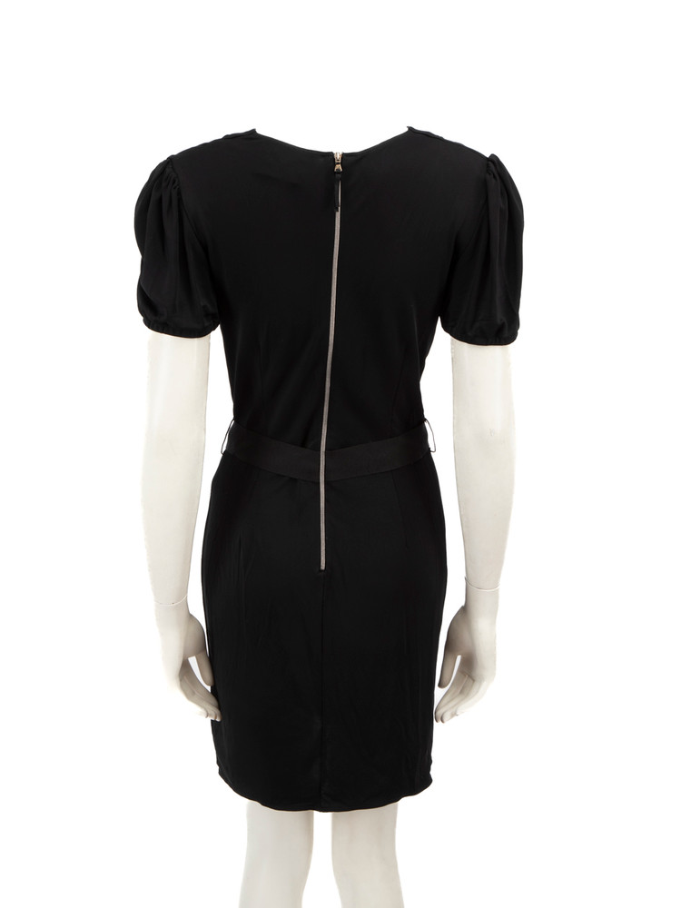 Dolce & Gabbana Black V Neck Belted Mini Dress