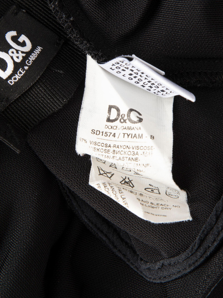 Dolce & Gabbana Black V Neck Belted Mini Dress