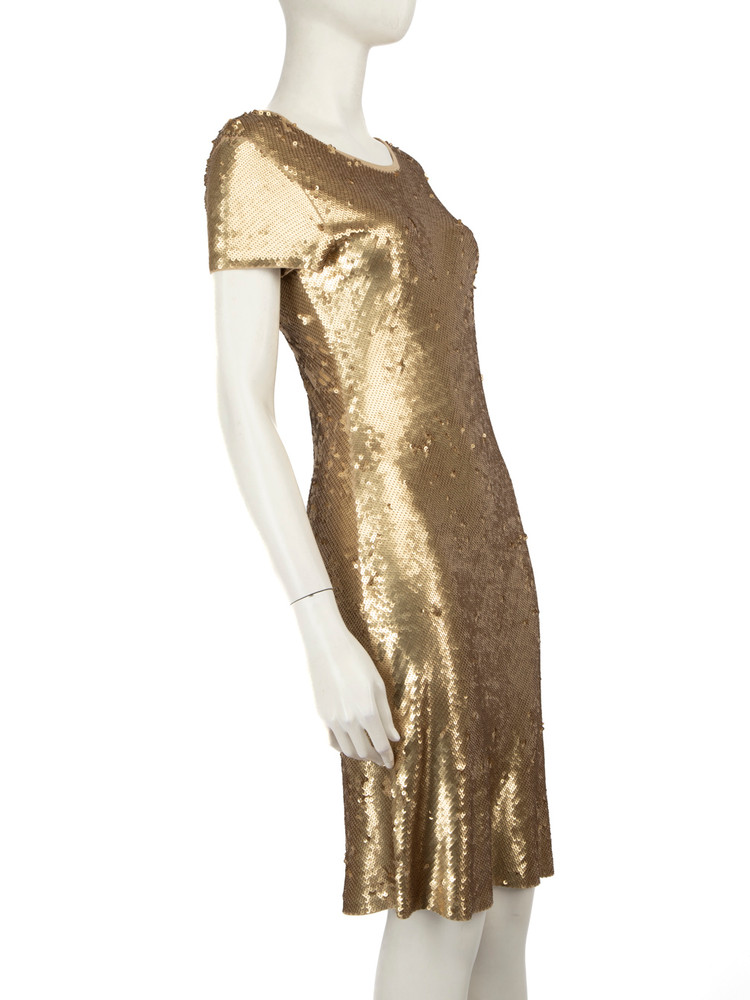 Michael Kors Gold Sequin Knee Length Dress