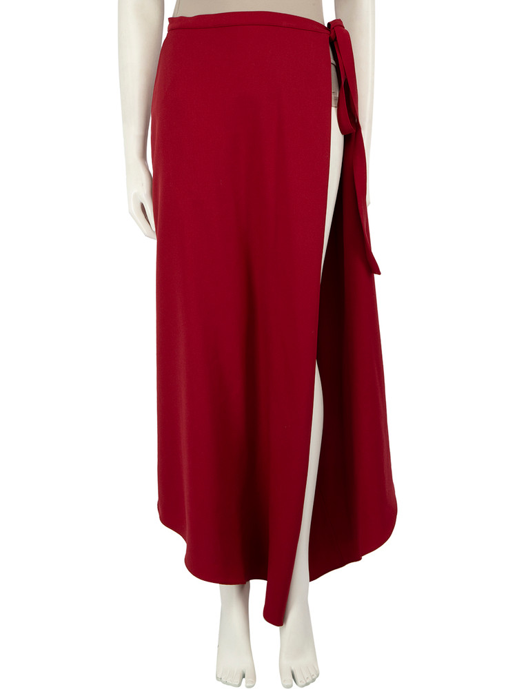 Y/Project Red Wool Wrap Side Slit Midi Skirt