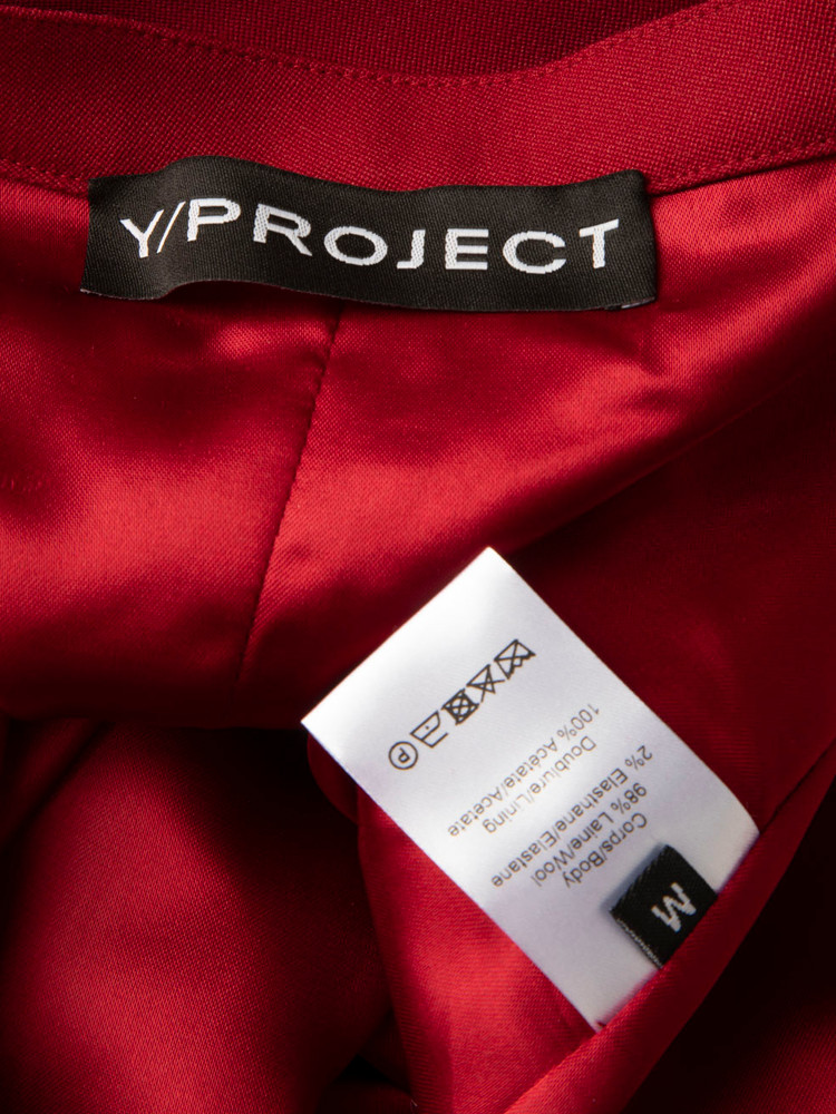 Y/Project Red Wool Wrap Side Slit Midi Skirt