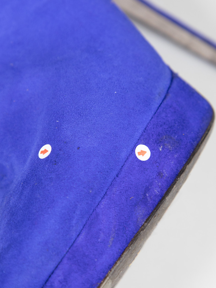 Sergio Rossi Blue Suede Cut Out Ankle Boots