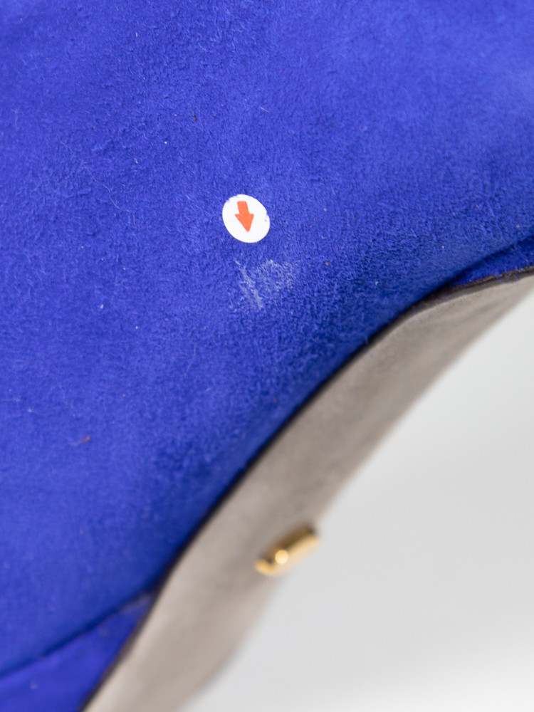 Sergio Rossi Blue Suede Cut Out Ankle Boots