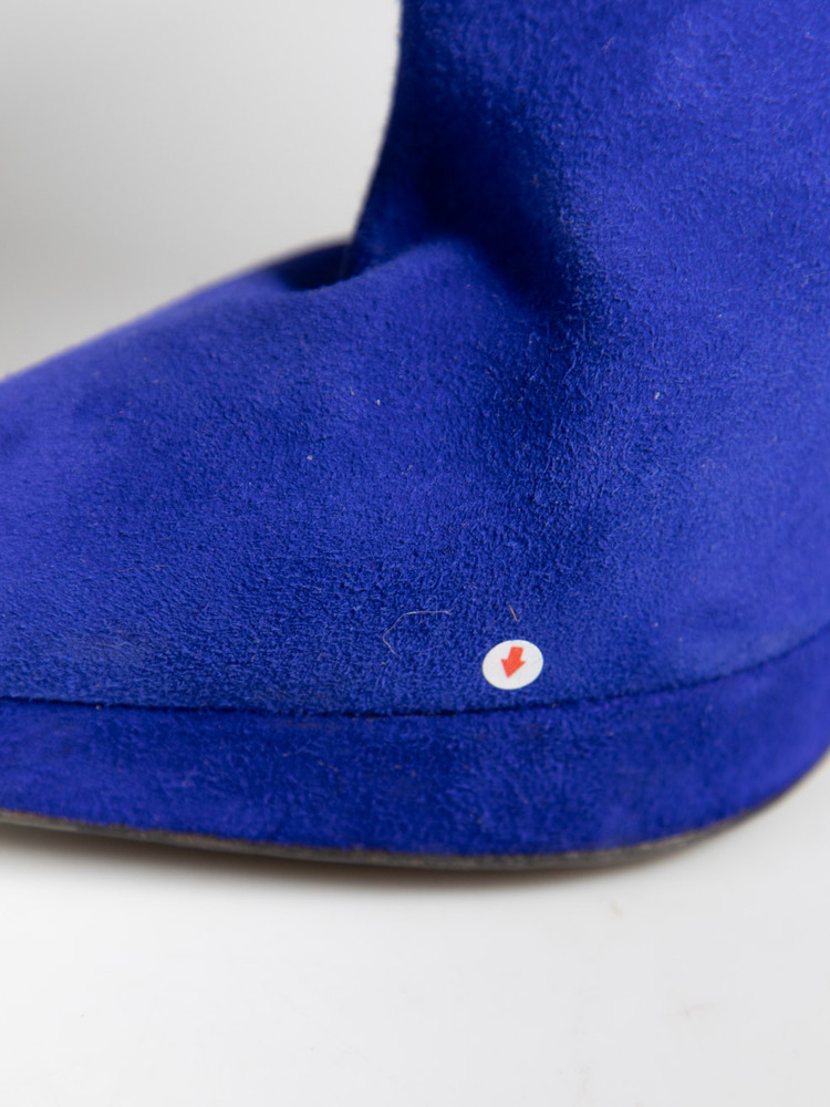 Sergio Rossi Blue Suede Cut Out Ankle Boots