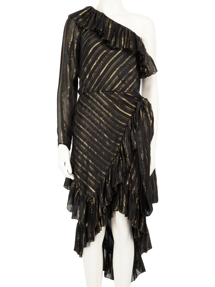 Philosophy Black & Gold One Shoulder Knee Length Dress