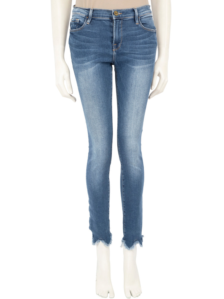 FRAME Blue Denim Raw Hem Skinny Blakey Jeans