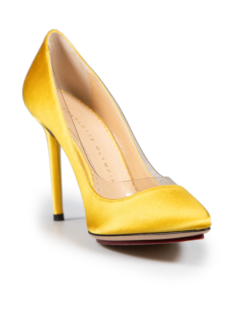Charlotte Olympia Yellow Satin & PVC Pumps