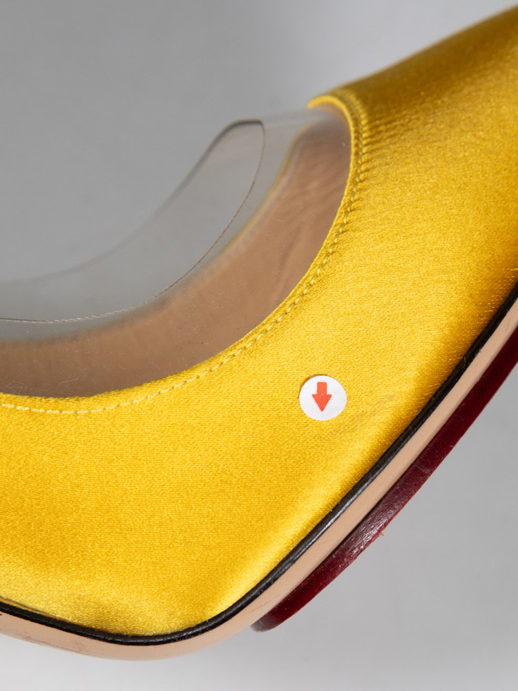 Charlotte Olympia Yellow Satin & PVC Pumps