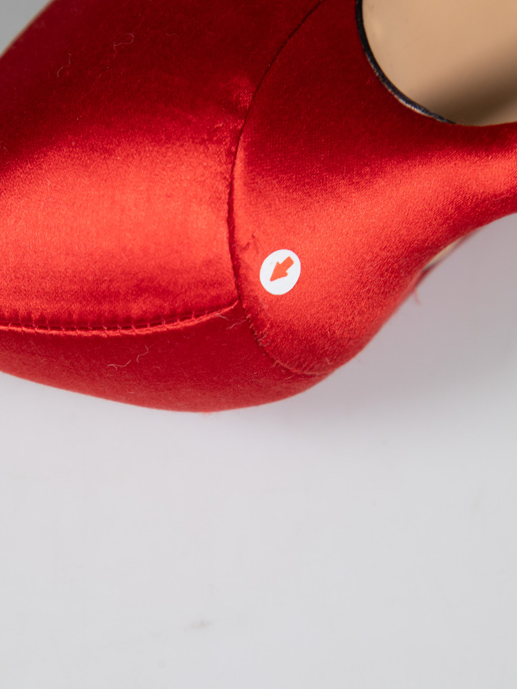 Charlotte Olympia Red Satin Ankle Tie Detail Heels