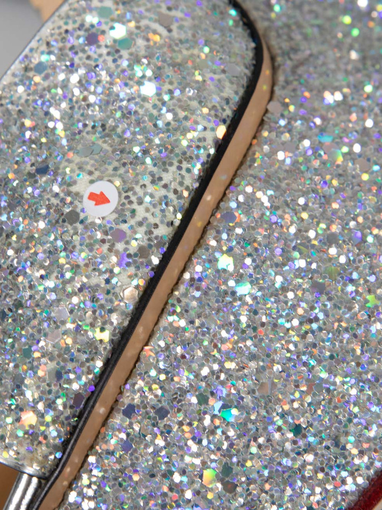 Charlotte Olympia Silver Glitter Platform Heels