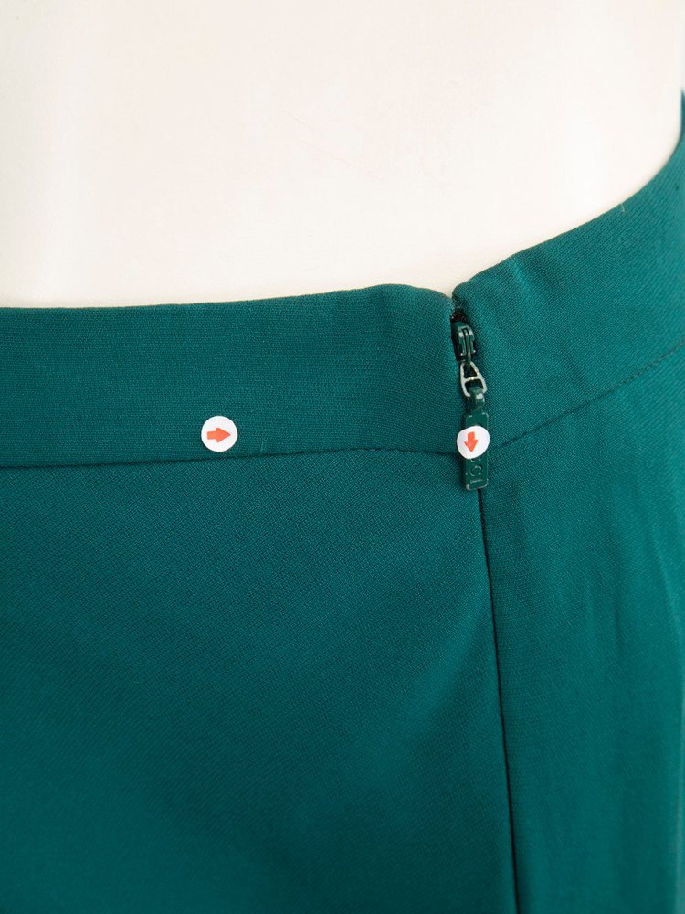 Gucci Teal Silk Pleat Detail Knee Length Skirt