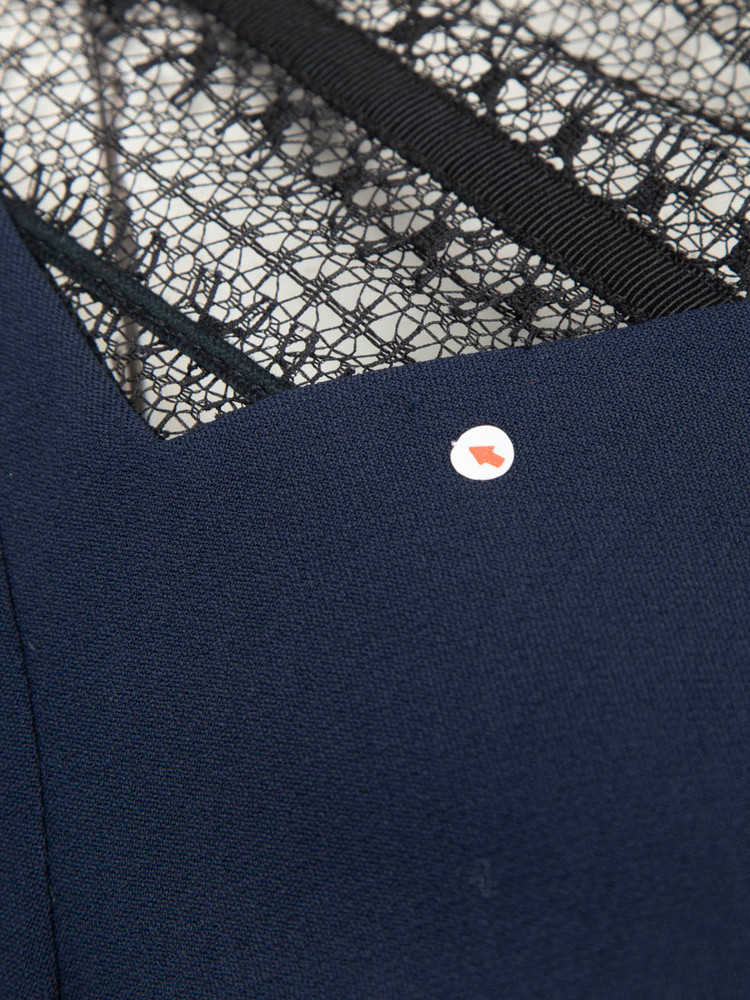 Roland Mouret Navy Midi Lace Panel Dress
