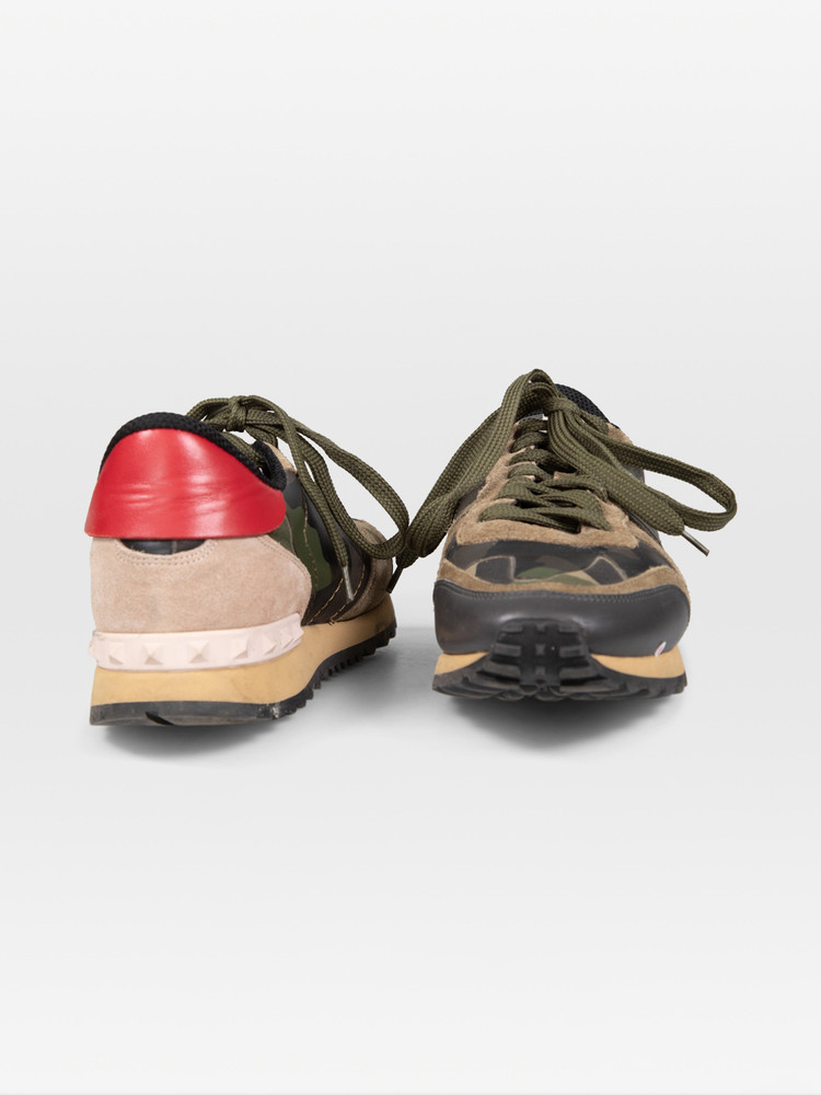 Valentino Garavani Green Leather Camouflage Rockrunner Trainers