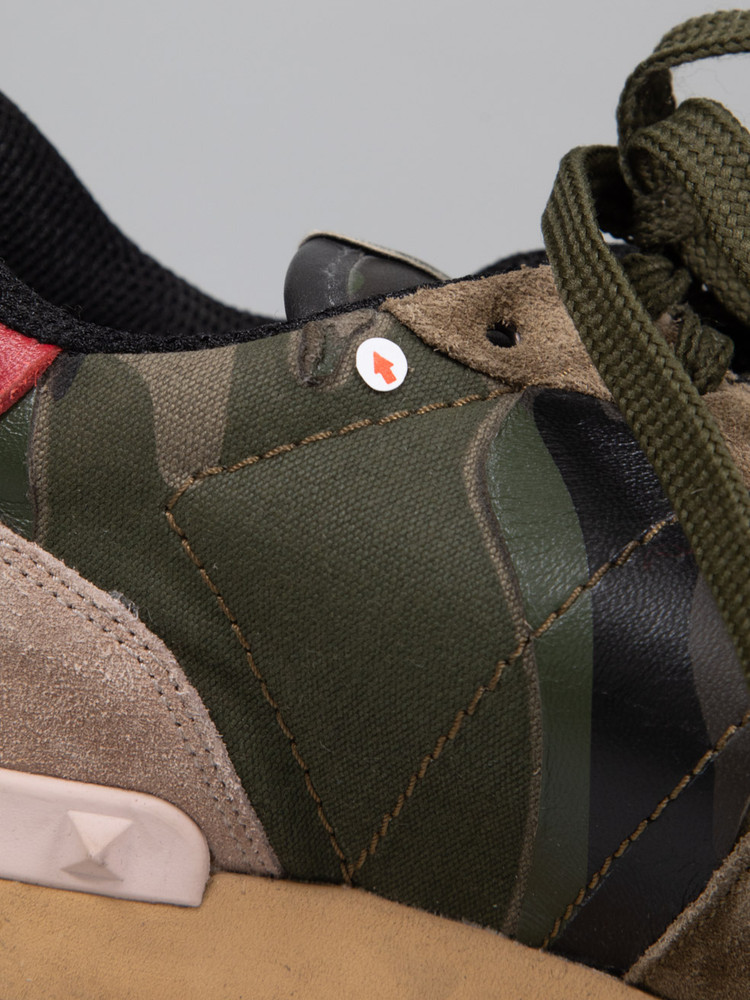 Valentino Garavani Green Leather Camouflage Rockrunner Trainers
