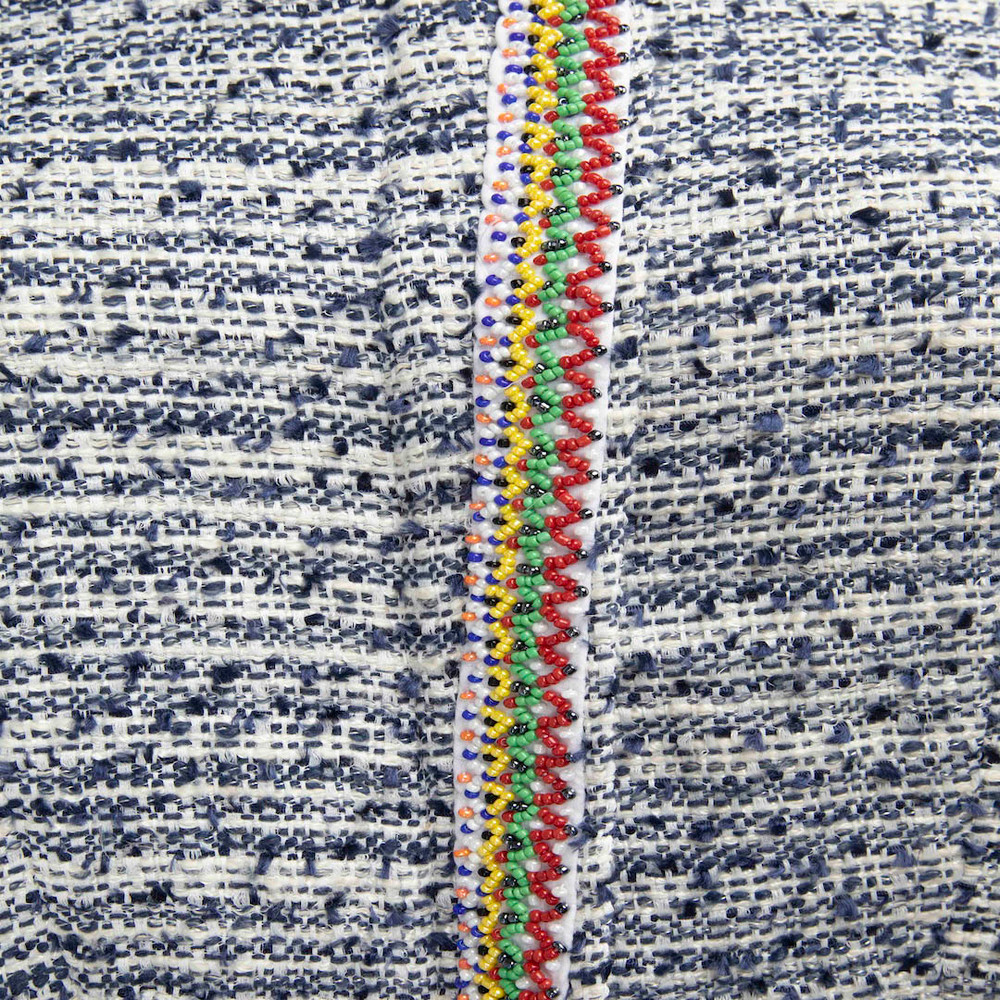 Maje Blue Tweed Beaded Trim Jacket