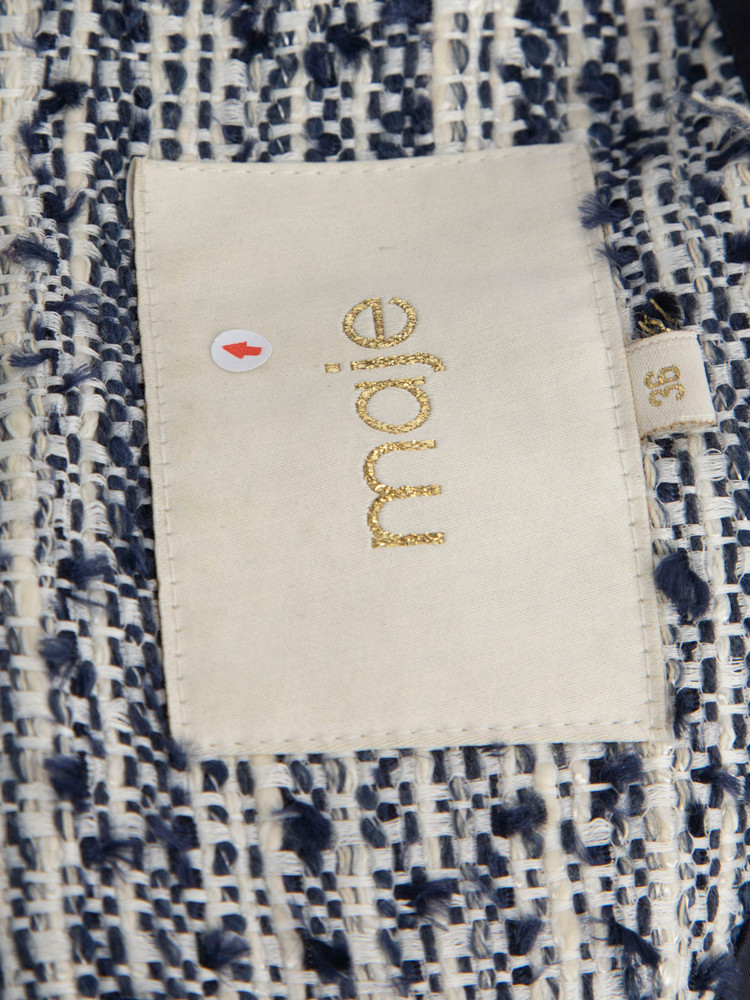 Maje Blue Tweed Beaded Trim Jacket