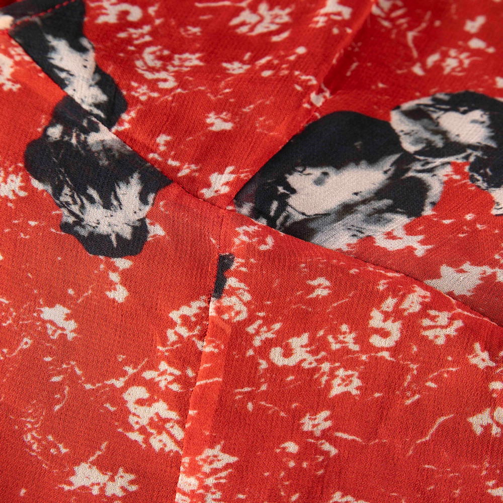 Iro Red Abstract Patterned Long Sleeve Dress