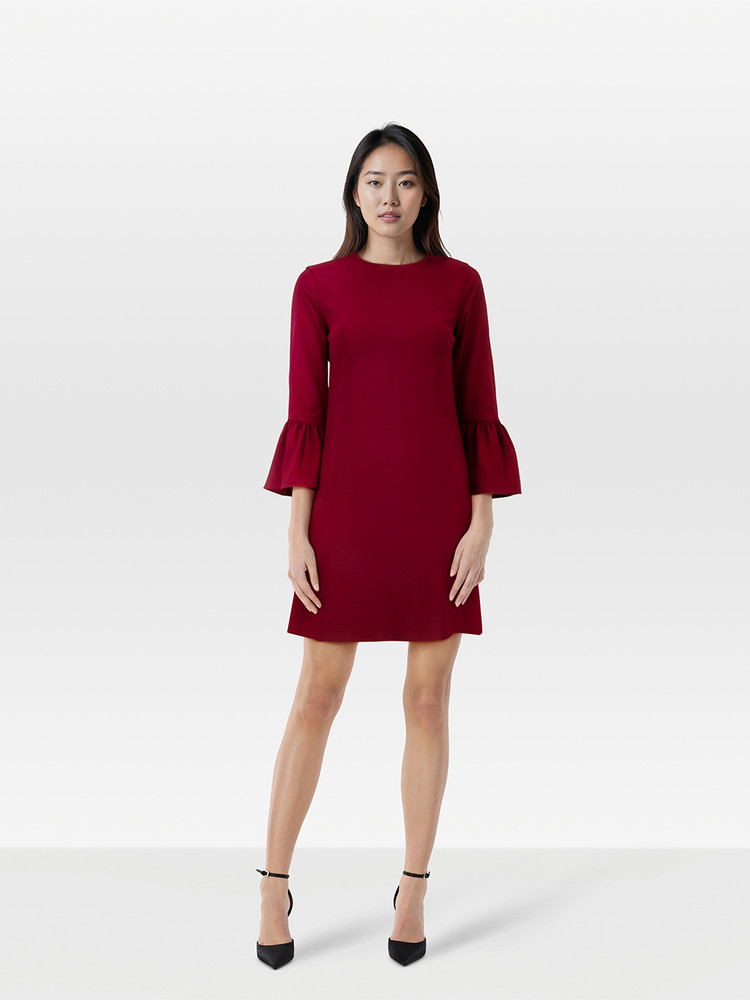 Alice + Olivia Burgundy Bell Sleeve Shift Dress