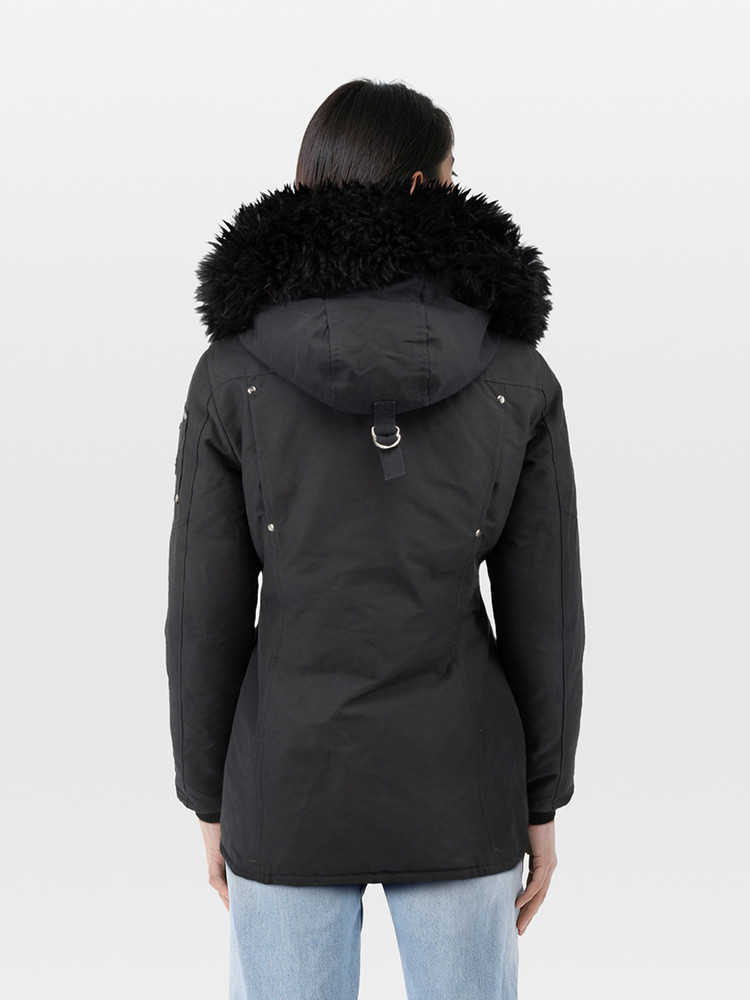 Moose Knuckles Navy Hooded Down Coat