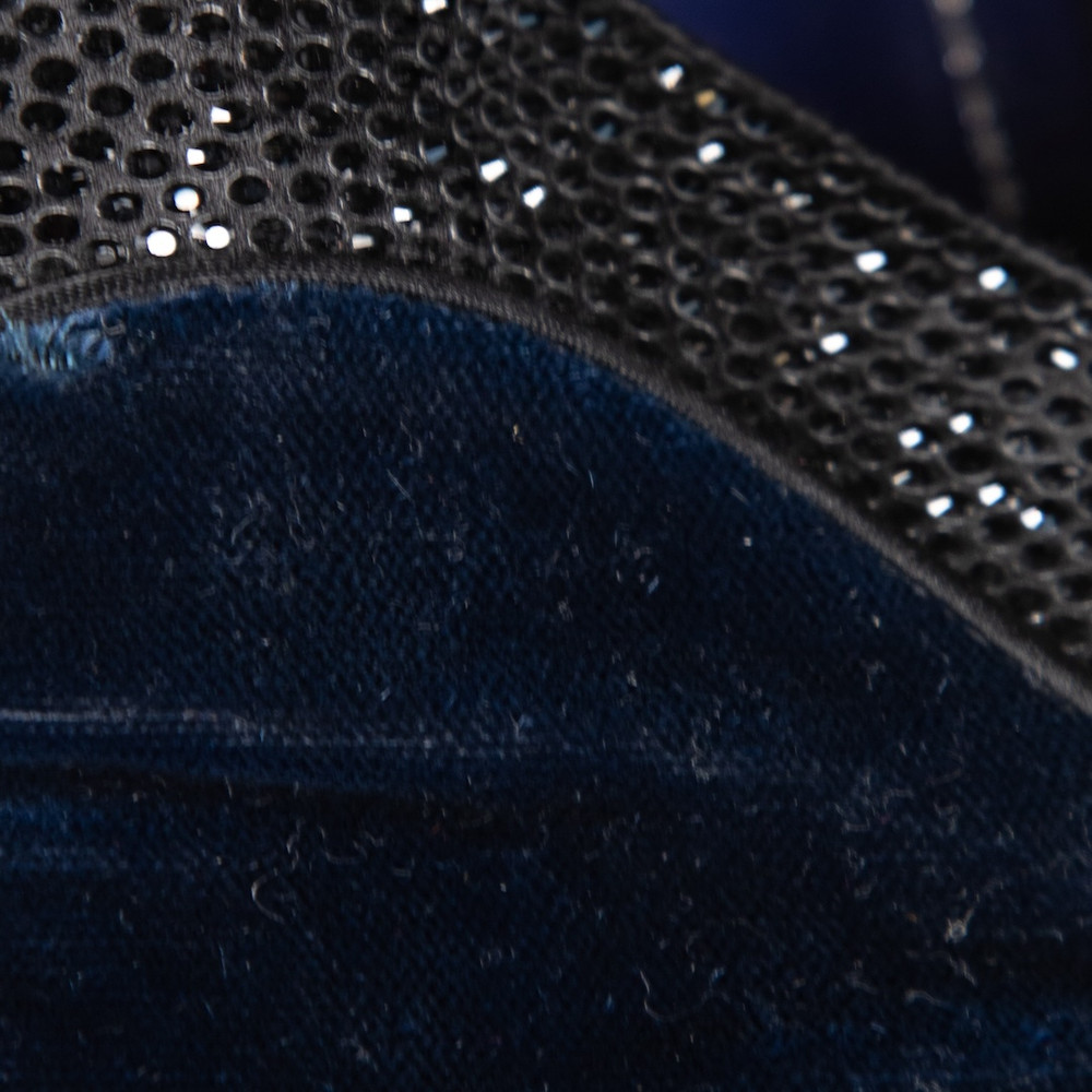 Rene Caovilla Navy Velvet Embellished Loafers