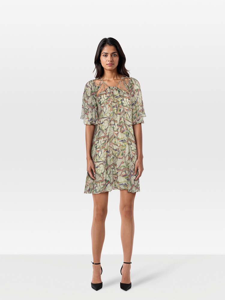 Isabel Marant Silk Floral Pattern Tie Detail Dress
