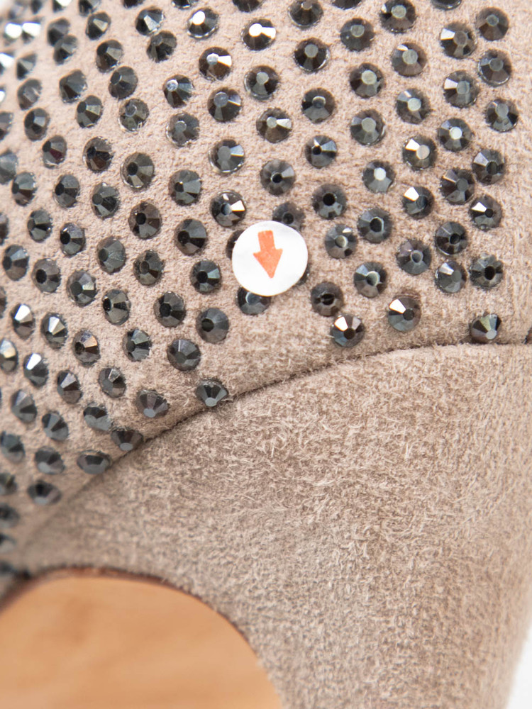 Tory Burch Beige Suede Rhinestone Bow Detail Heels