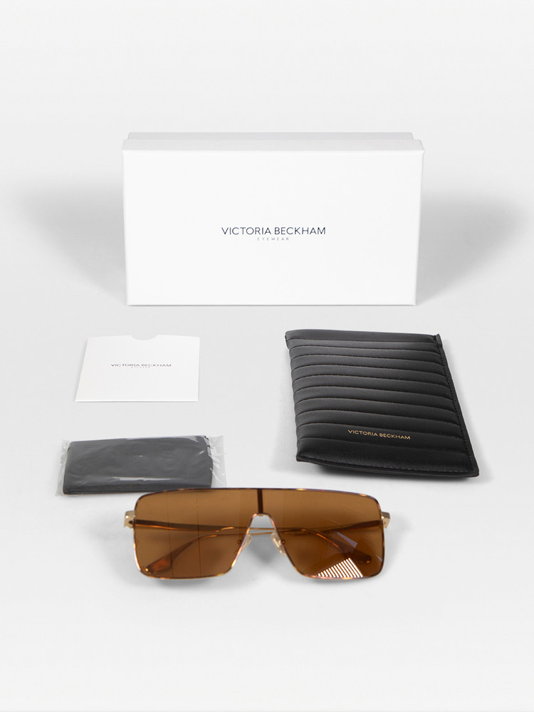 Victoria Beckham Caramel Tinted Shield Sunglasses