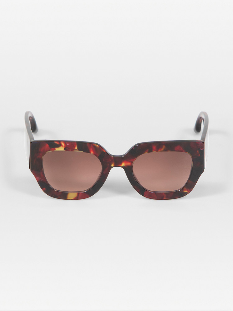 Victoria Beckham Havana Red Gradient Square Sunglasses