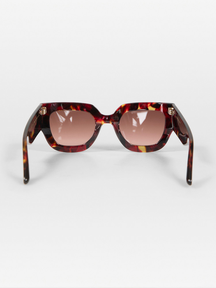 Victoria Beckham Havana Red Gradient Square Sunglasses