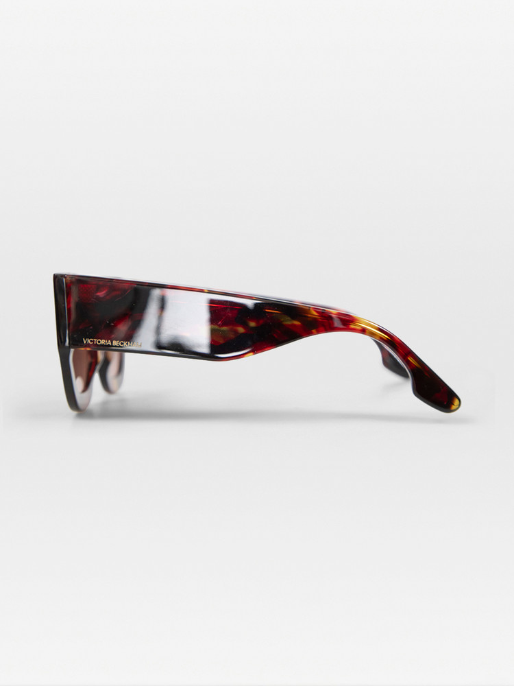 Victoria Beckham Havana Red Gradient Square Sunglasses