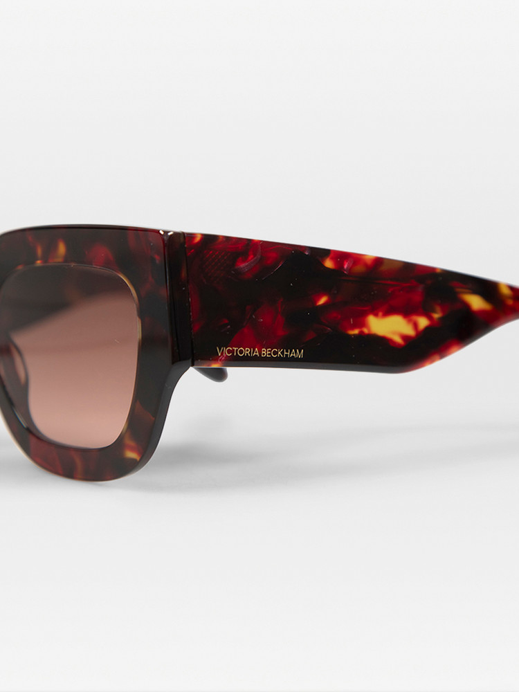 Victoria Beckham Havana Red Gradient Square Sunglasses
