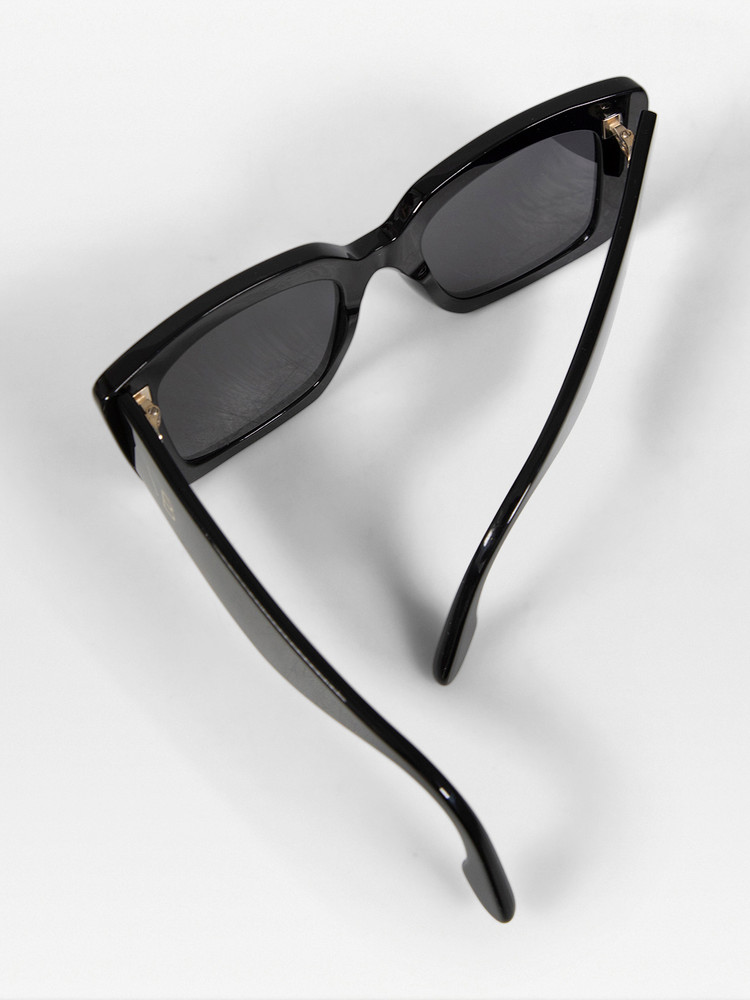 Victoria Beckham Black Rectangle Tinted Logo Sunglasses