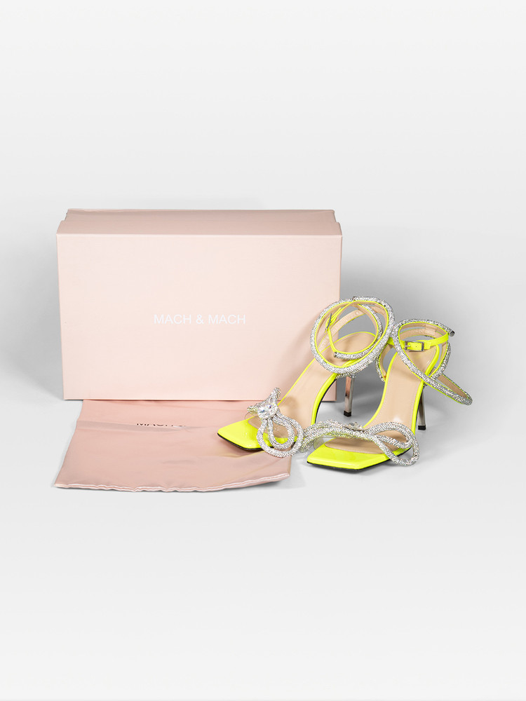 Mach & Mach Yellow Patent Double Bow Sandals